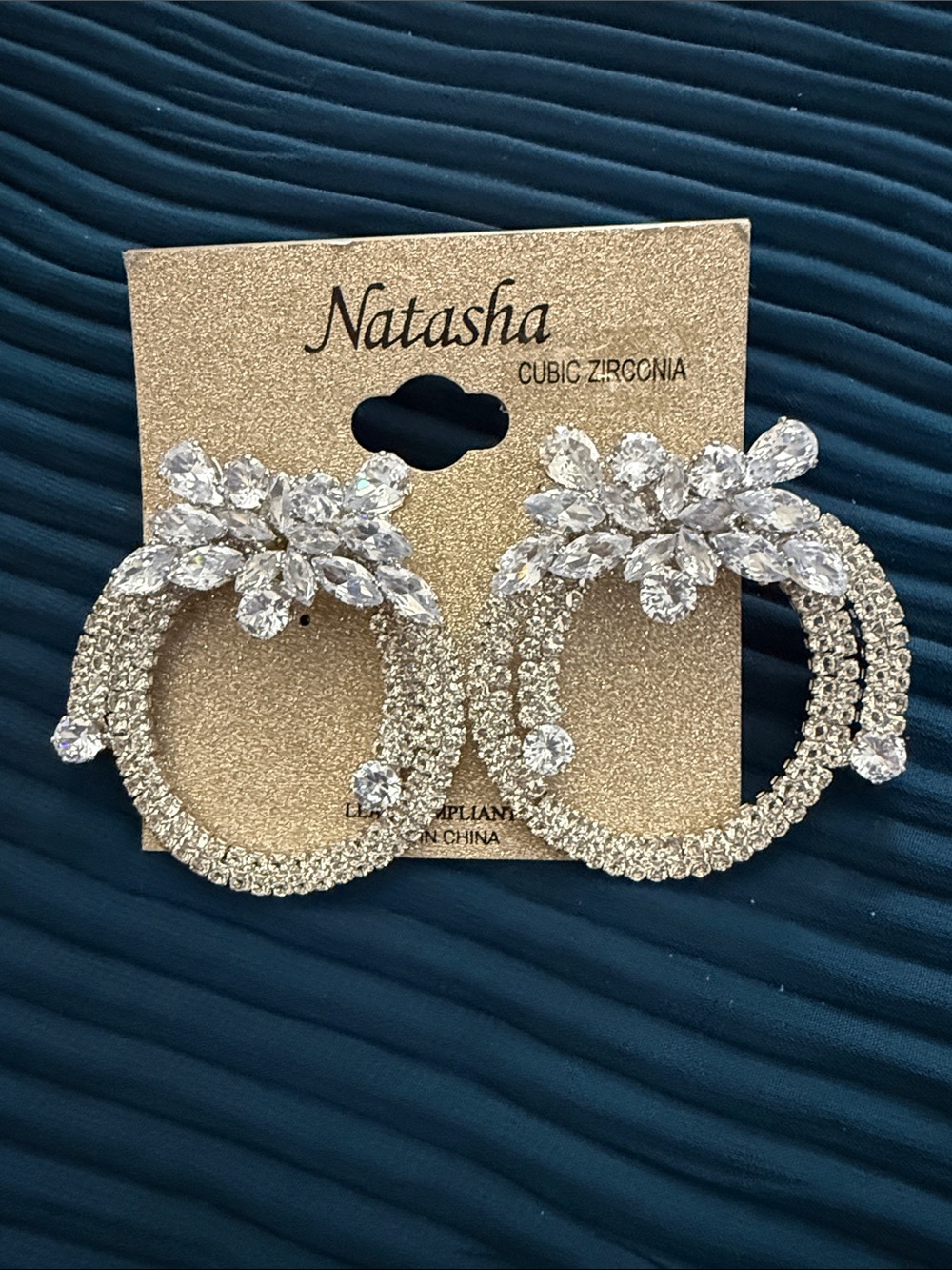 Natasha Couture silver-Tone Hoop Earrings with Clear Crystals